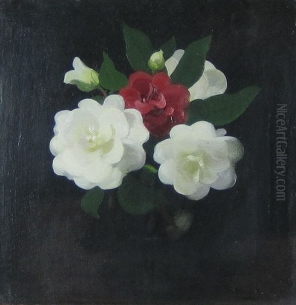 Roses In A Vase Oil Painting by Stuart James Park