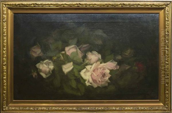 Pink And Red Roses Oil Painting by Stuart James Park