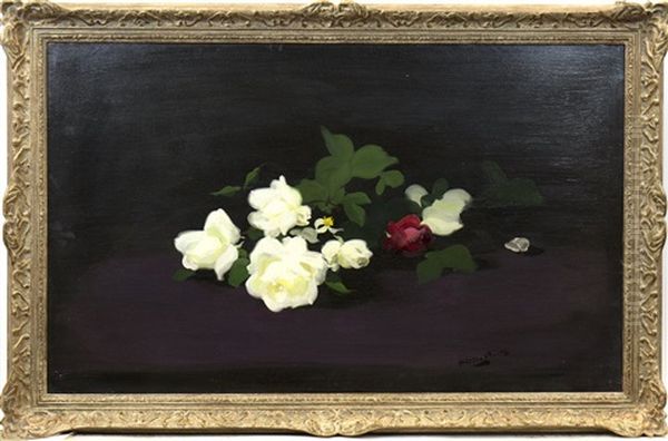 White And Red Roses Oil Painting by Stuart James Park