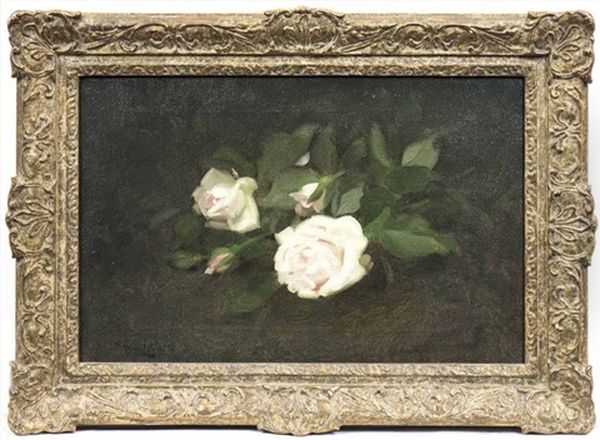 White Roses Oil Painting by Stuart James Park