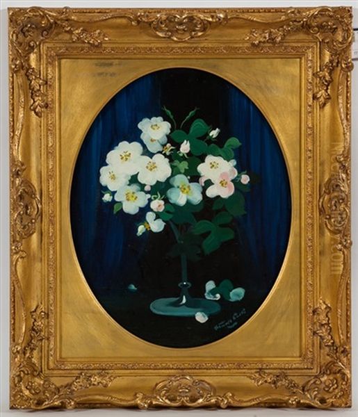 White Flowers In A Vase Oil Painting by Stuart James Park