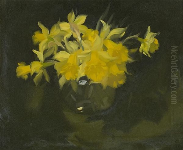 A Still Life Of Daffodils Oil Painting by Stuart James Park