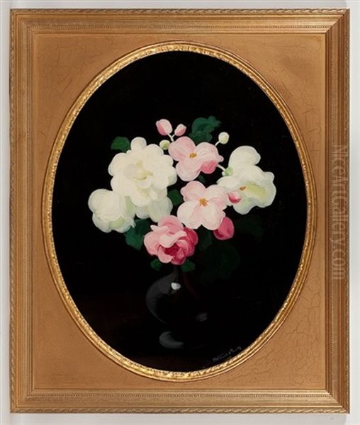 Pink And White Roses Oil Painting by Stuart James Park