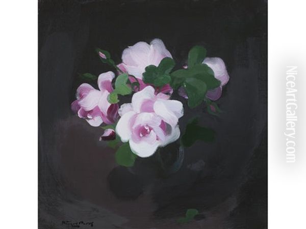 Pink Roses Oil Painting by Stuart James Park