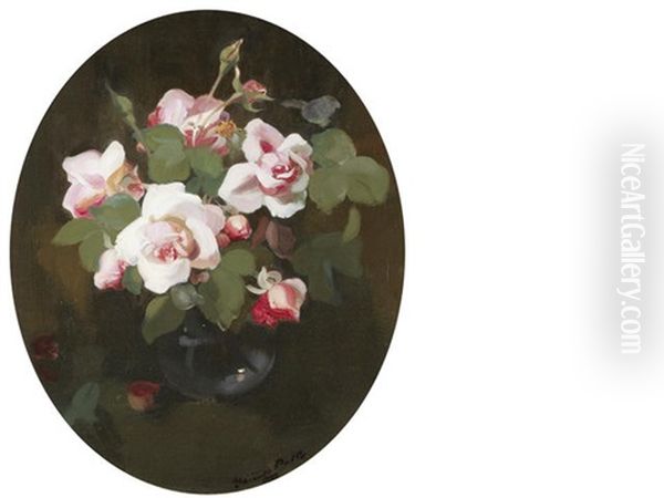 Pink Roses Oil Painting by Stuart James Park