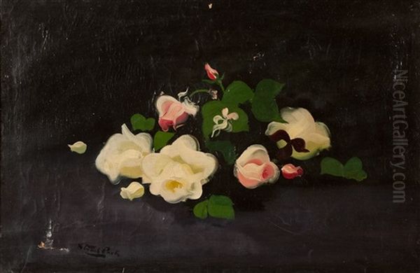 Still Life Of Roses Oil Painting by Stuart James Park