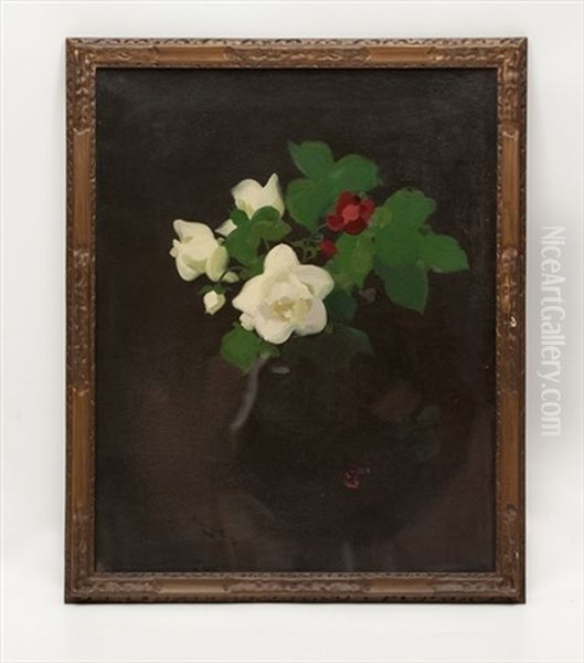 White And Red Roses Oil Painting by Stuart James Park