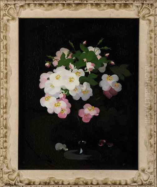 Pink And White Flowers Oil Painting by Stuart James Park