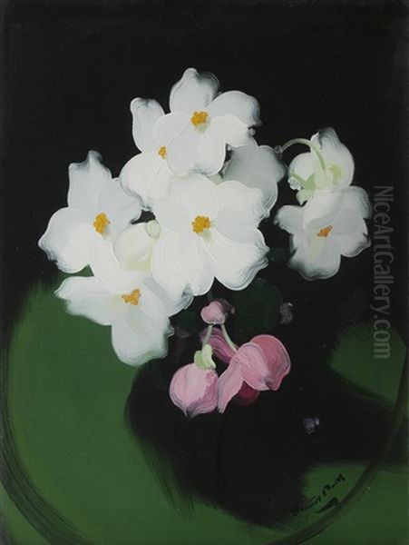 White Camelias Oil Painting by Stuart James Park