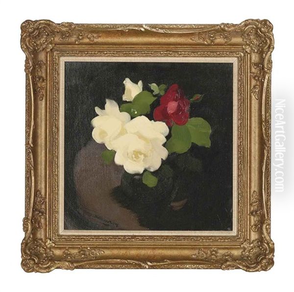 Red And White Roses Oil Painting by Stuart James Park