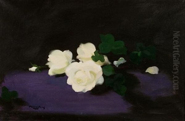 White Roses Oil Painting by Stuart James Park