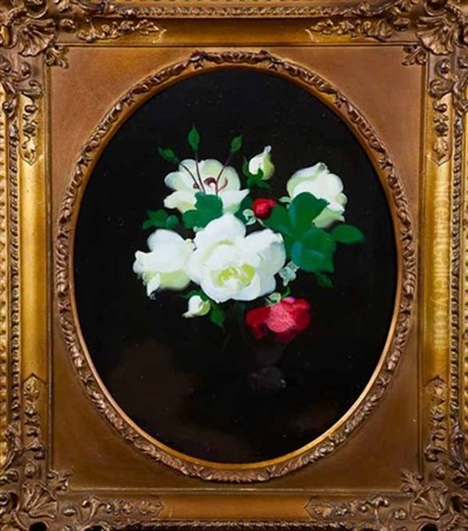 White And Pink Roses Oil Painting by Stuart James Park