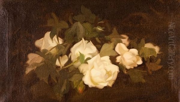 White Roses Oil Painting by Stuart James Park