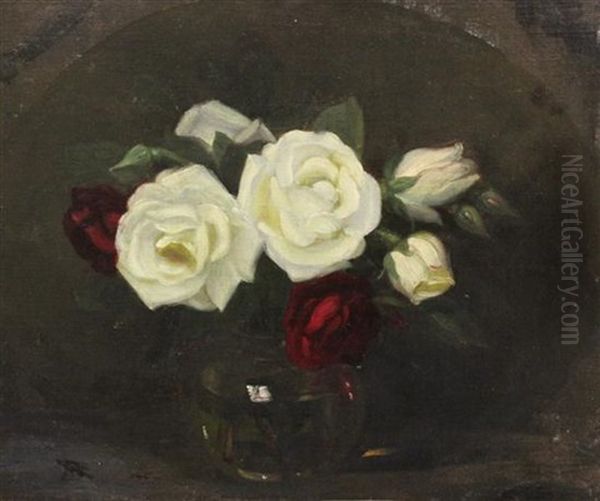 Red And White Roses Oil Painting by Stuart James Park