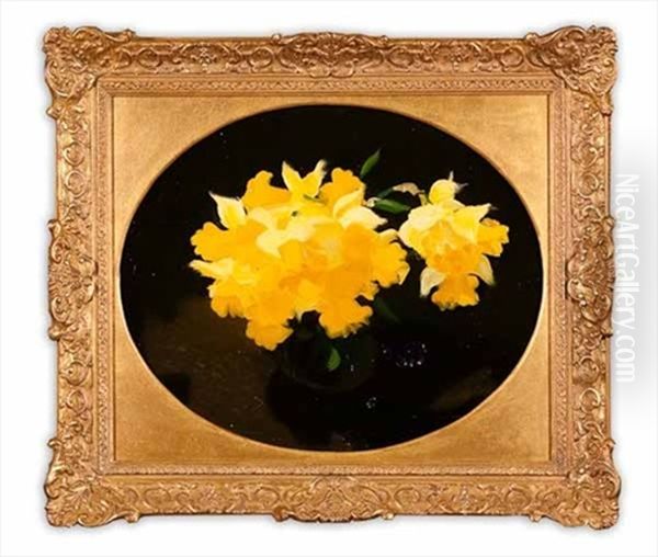 Daffodils In A Vase Oil Painting by Stuart James Park