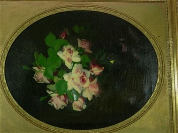 Pink Roses Oil Painting by Stuart James Park