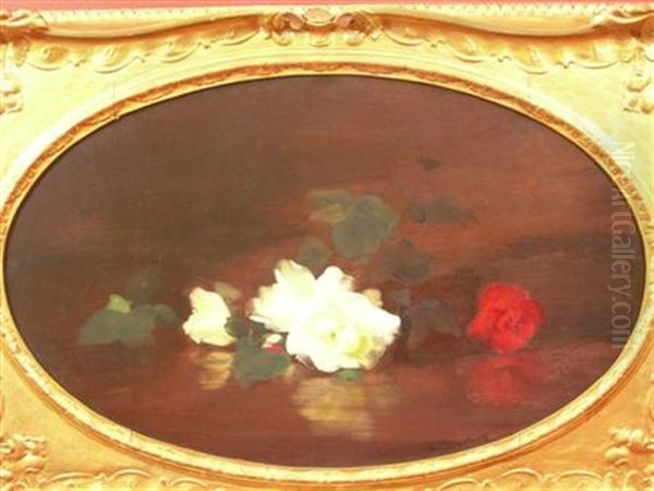 Red And White Roses Oil Painting by Stuart James Park