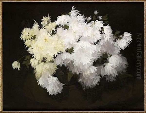 A Still Life Of Chrysanthemum Oil Painting by Stuart James Park