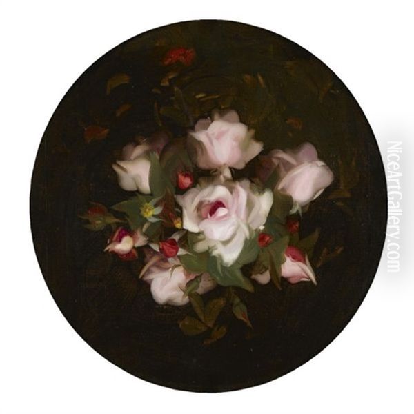 Pink Roses Oil Painting by Stuart James Park