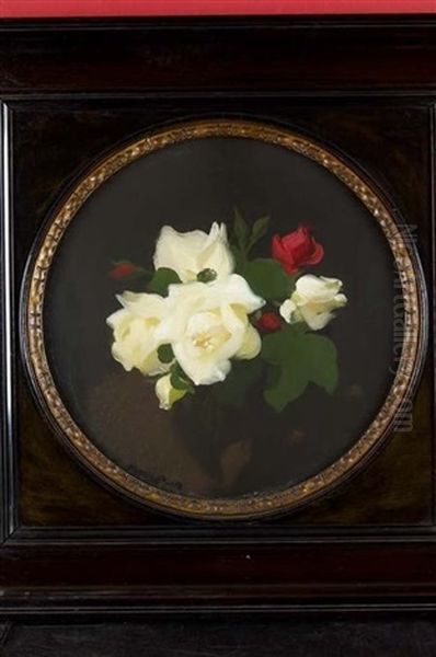 A Still Life Of Red And White Roses Oil Painting by Stuart James Park