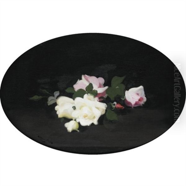 Still Life Of Roses Oil Painting by Stuart James Park