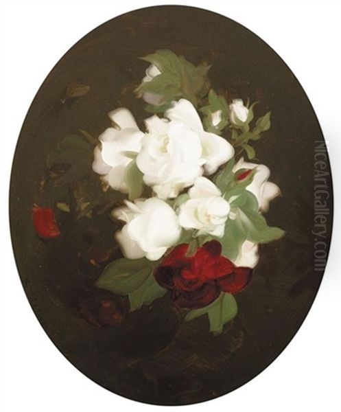 Red And White Roses Oil Painting by Stuart James Park