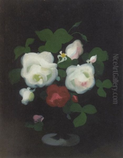 Still Life Of Roses In A Vase Oil Painting by Stuart James Park