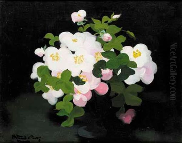 Still Life With Wild Roses Oil Painting by Stuart James Park