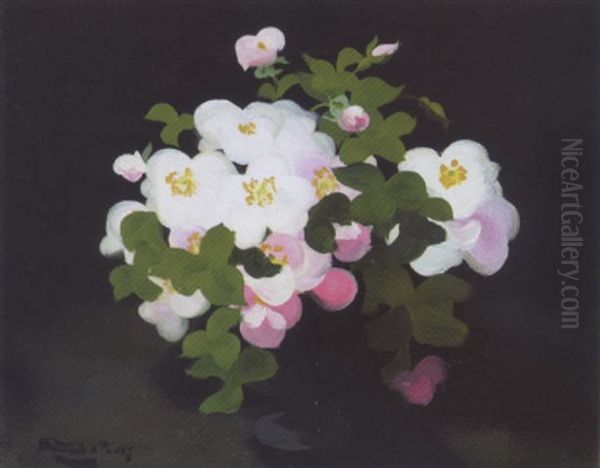 Still Life With Wild Roses Oil Painting by Stuart James Park