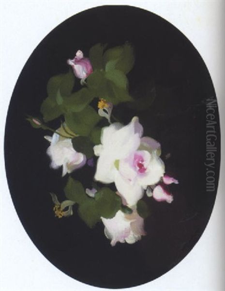 Pink Roses Oil Painting by Stuart James Park