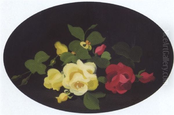 Red And Yellow Roses Oil Painting by Stuart James Park