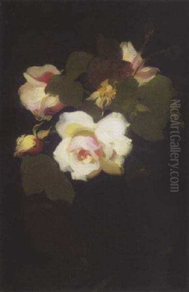 White Roses Oil Painting by Stuart James Park