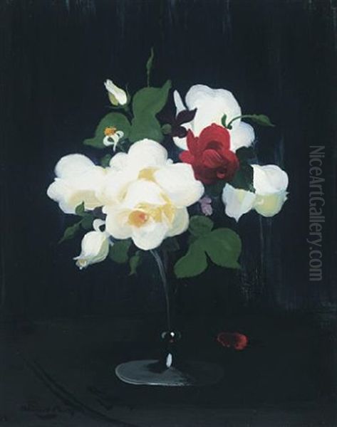 Still Life Of Roses Oil Painting by Stuart James Park