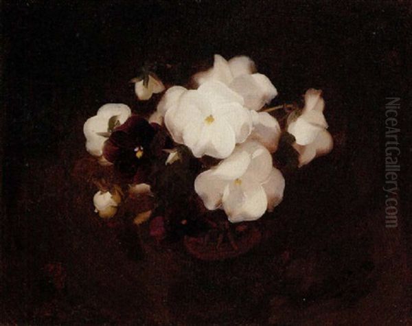 White And Purple Roses Oil Painting by Stuart James Park