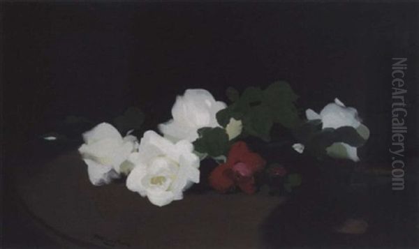 White And Red Roses Oil Painting by Stuart James Park