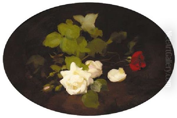 Roses On A Ledge Oil Painting by Stuart James Park