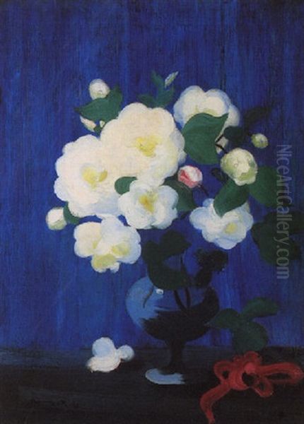 White Camelias Oil Painting by Stuart James Park