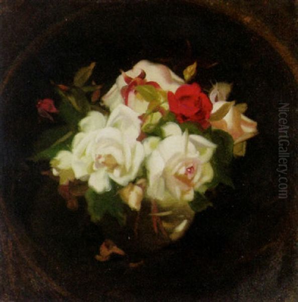 White And Red Roses Oil Painting by Stuart James Park