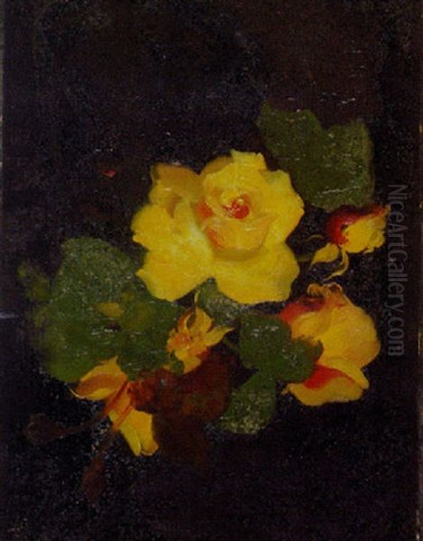 Yellow Roses Oil Painting by Stuart James Park