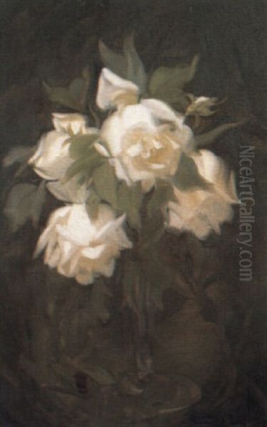 White Roses Oil Painting by Stuart James Park