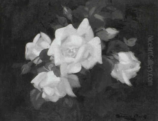 White Roses Oil Painting by Stuart James Park