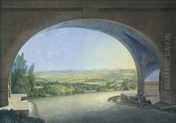 Blick Von Schloss Wilhelmshohe Auf Kirchditmold Und Kassel. Oil Painting by Johann Heinrich (II) Bleuler: