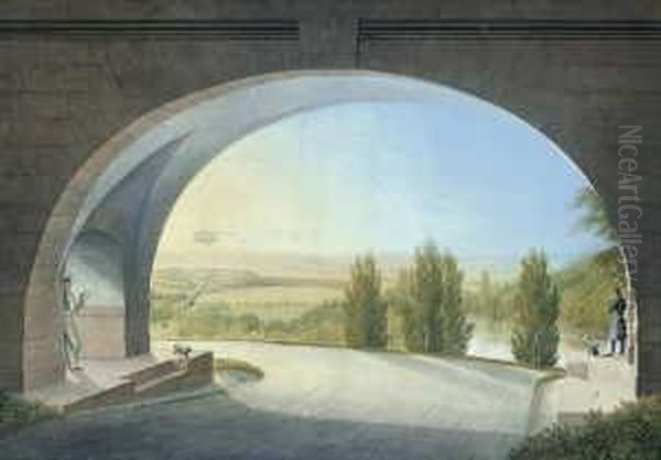 Blick Von Schloss Wilhelmshohe Auf Kassel. Oil Painting by Johann Heinrich (II) Bleuler: