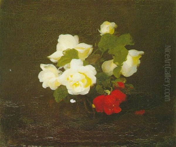 Yellow And Red Roses Oil Painting by Stuart James Park