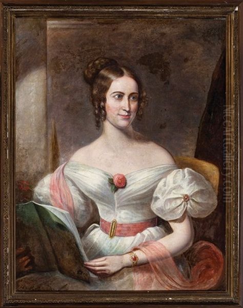 Portrait Of Maria Brewster Brooks Stafford (1809-1896), Wife Of Professor Samuel M. Stafford Of Tuscaloosa, Al Oil Painting by C.R. Parker