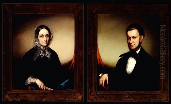 Portrait Of Mrs. Samuel Chase (+ Portrait Of Mr. Samuel Chase; Pair) Oil Painting by C.R. Parker