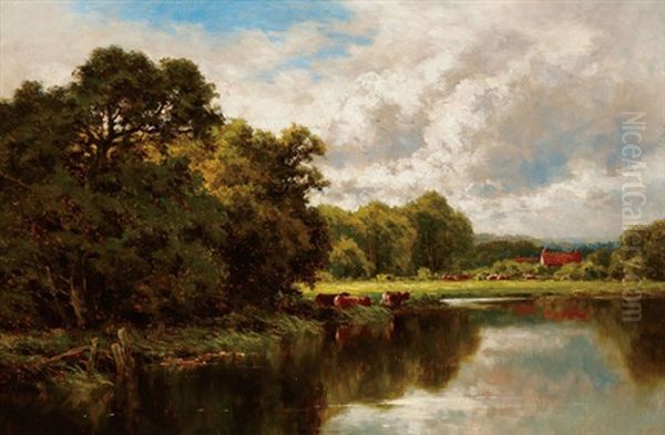 On The Ouse Hemingford Grey, Hunt's Oil Painting by Henry H. Parker