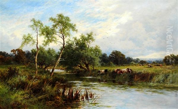 On The Kennet Oil Painting by Henry H. Parker