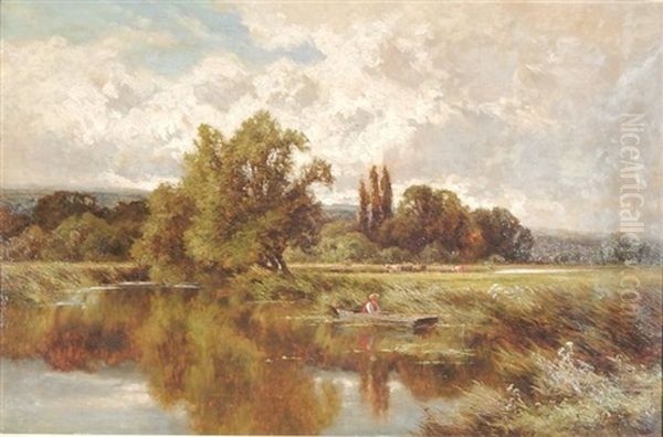 The River Ouse At Hemingford Grey Oil Painting by Henry H. Parker