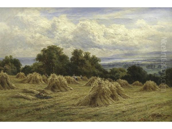 Harvest Time, Farleigh, Near Hastings Oil Painting by Henry H. Parker